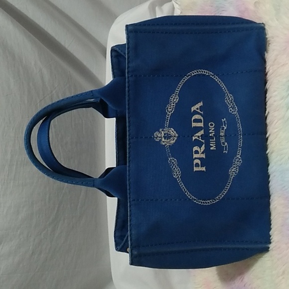 Prada Handbags - SALE! Authentic Prada Blue Canapa Canvas Hand Bag Tote Great Condition